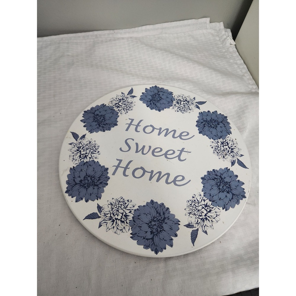 True Living Home Sweet Home Lazy Susan Blue Floral 12 Inch Rotating Turntable